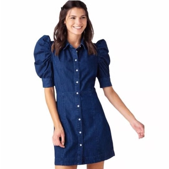 Frame Denim Dresses & Skirts - Frame‎ Denim Gillian Dress Puff Sleeve